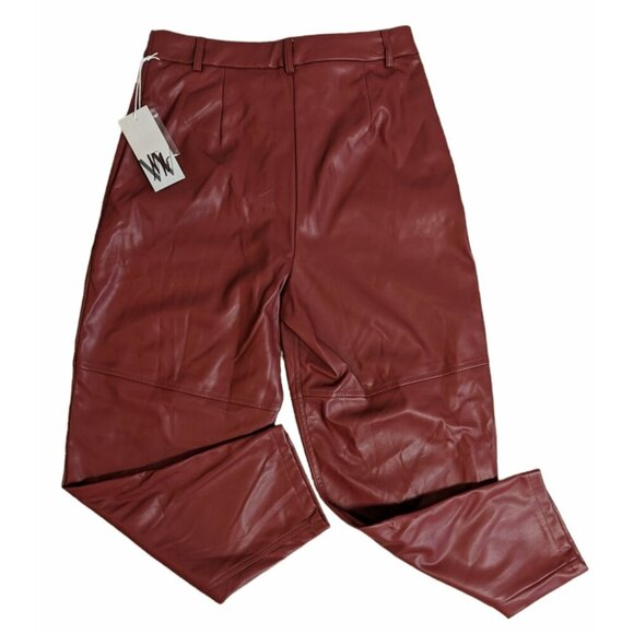 Worthington Brown Faux Leather High Waisted Tapered Pants - Picture 3 of 4